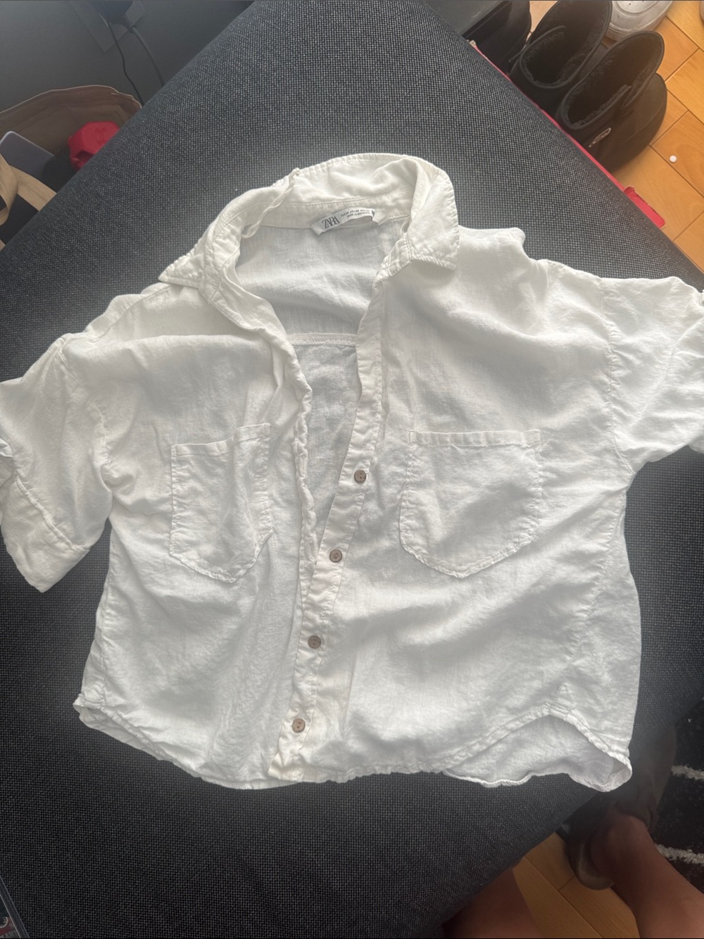 Zara White Linen Button-Up Shirt